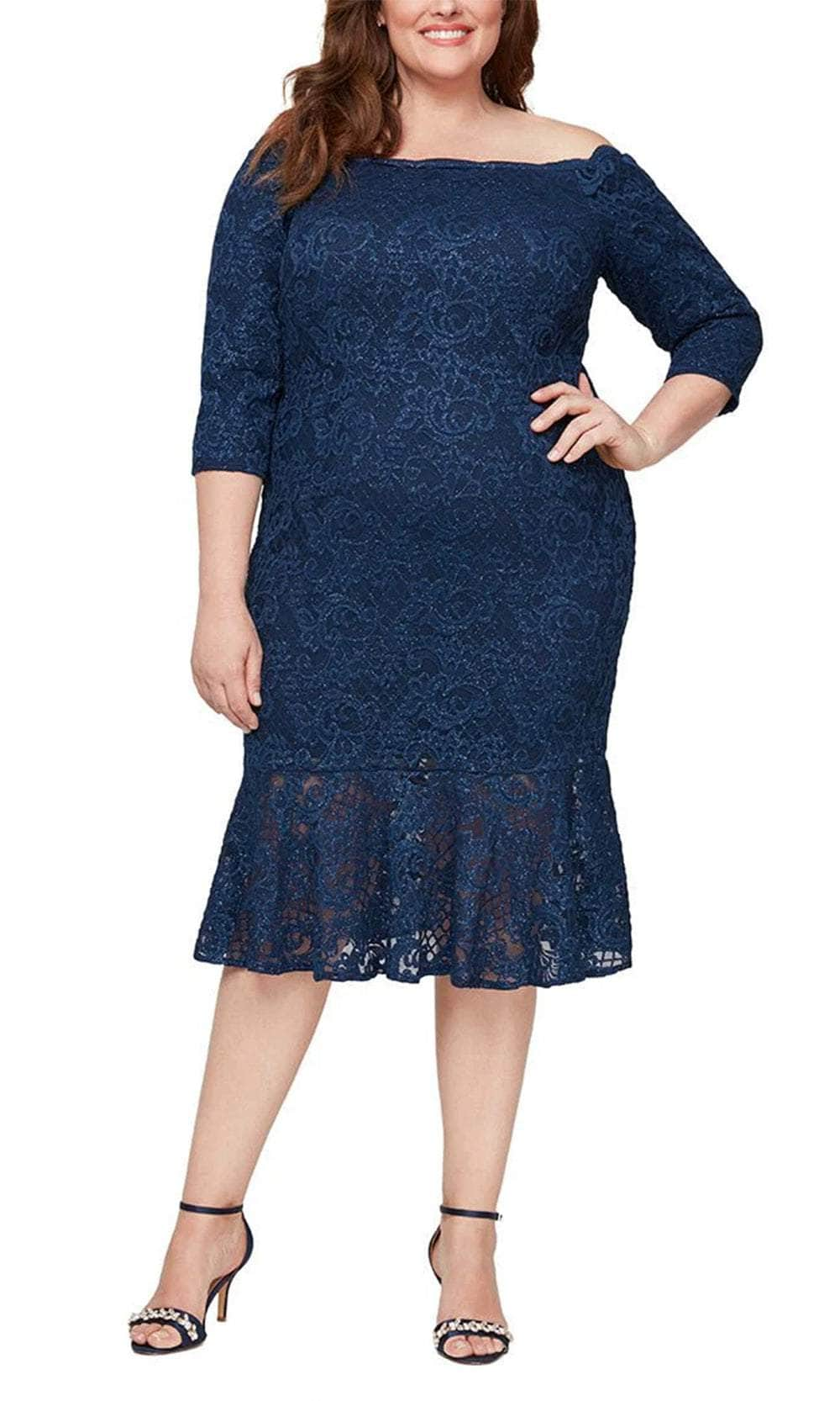 Image of Alex Evenings 84122610 - Scallop Detail Lace Dress