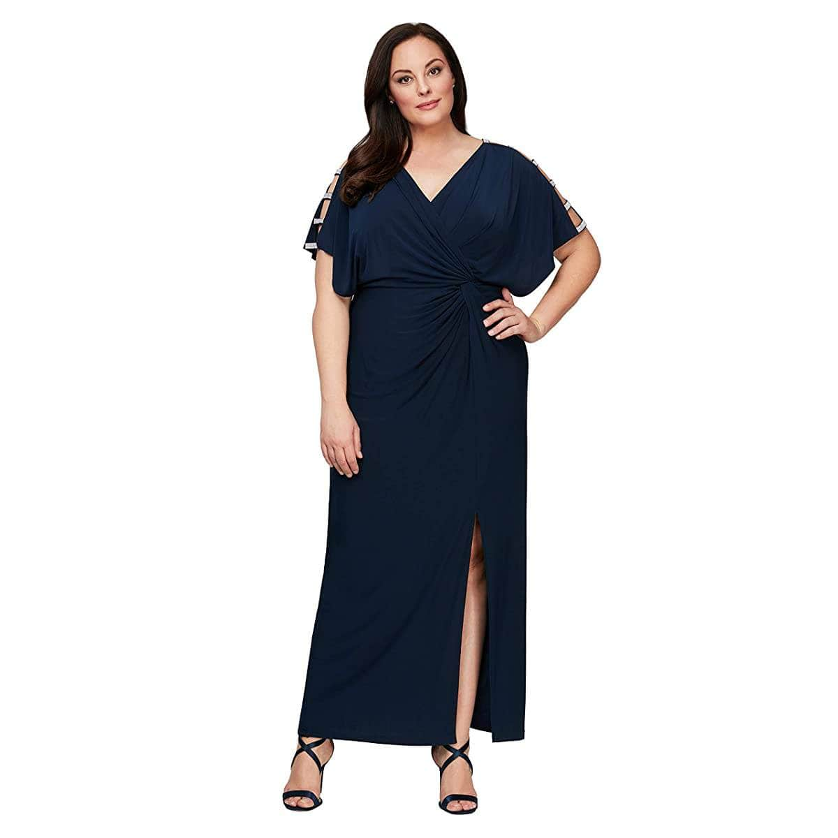 Image of Alex Evenings 84351544 - Embellished Cutout Sleeve Evening Dress