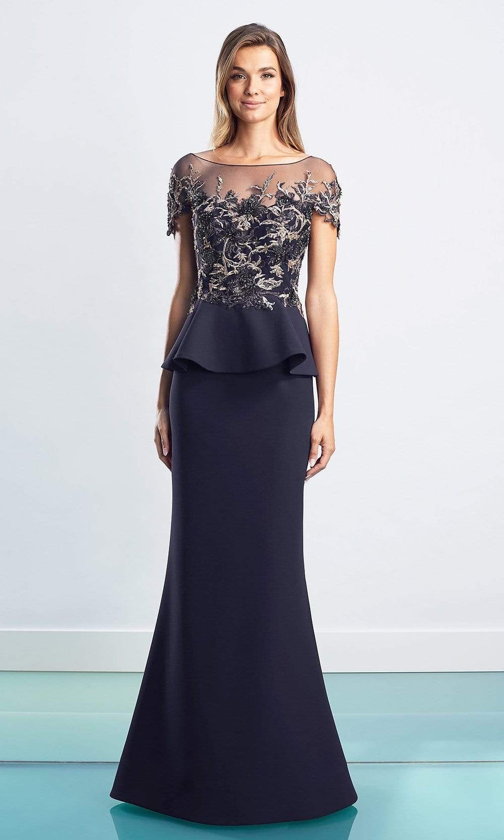 Image of Alexander by Daymor - 1459 Embroidered Peplum Long Gown