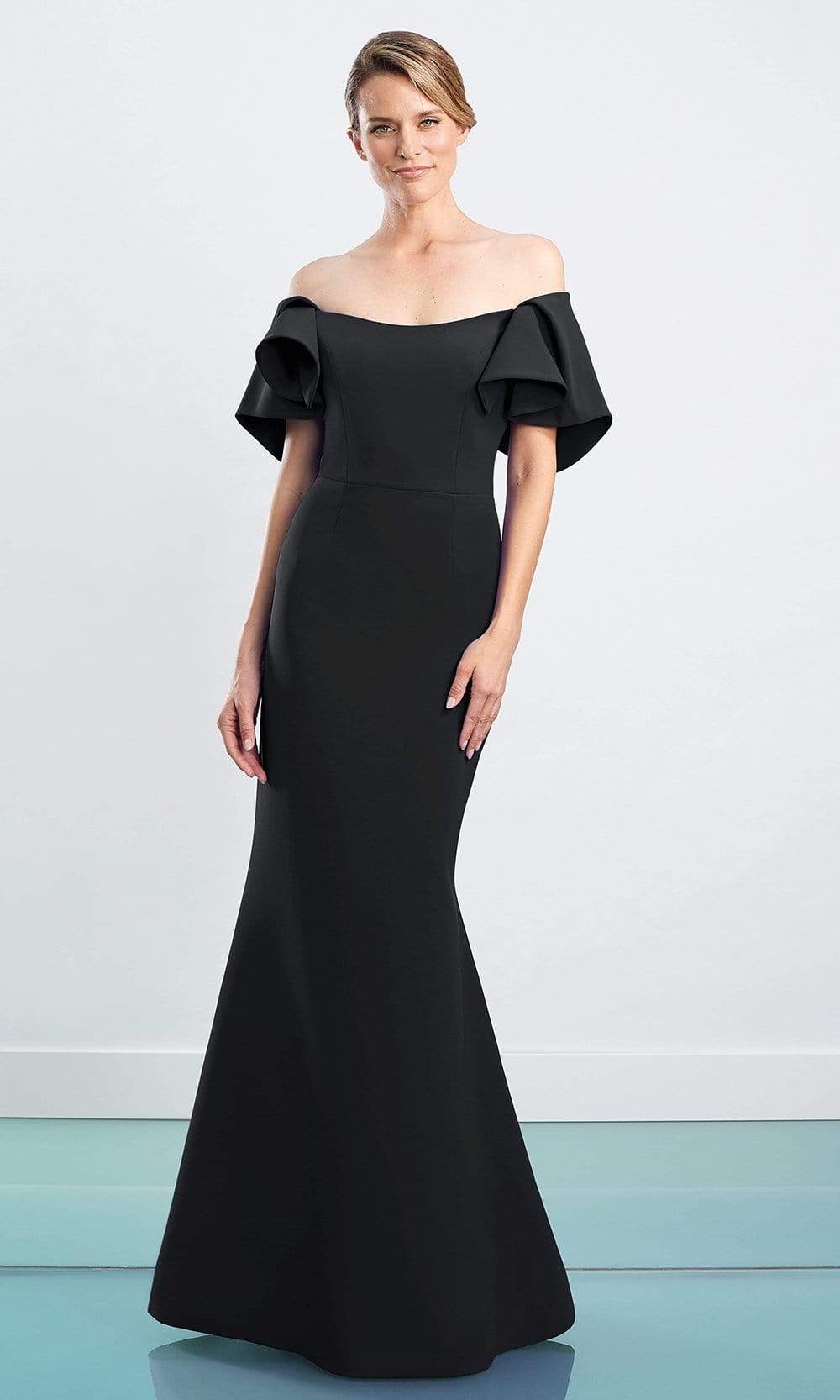 Image of Alexander by Daymor - 1464 Ruffled Off Shoulder Trumpet Dress