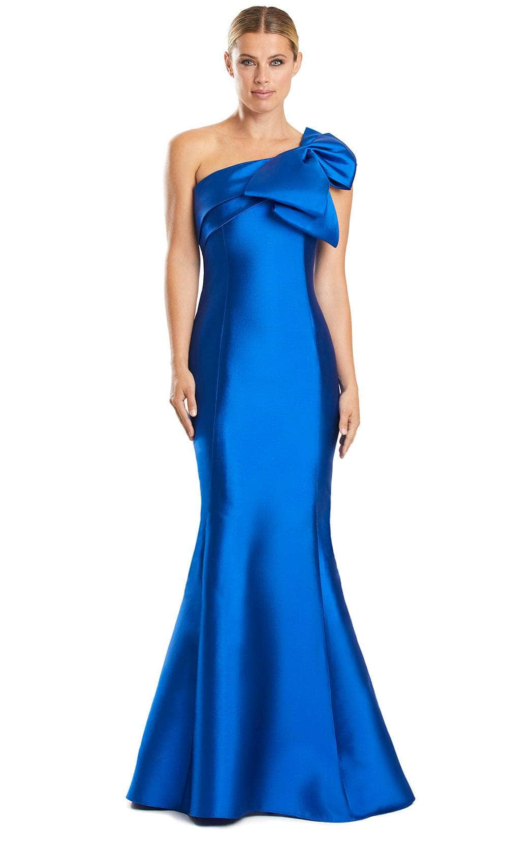 Image of Alexander by Daymor 1850F23 - Bow Accent Asymmetric Evening Gown