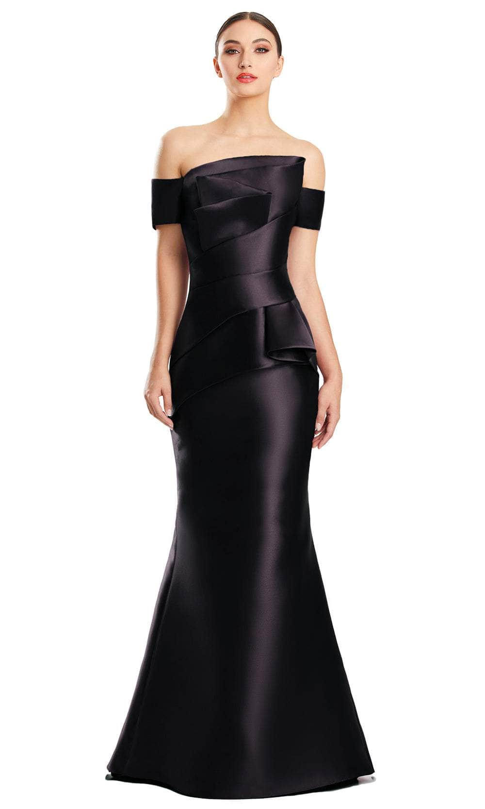 Image of Alexander by Daymor 1878F23 - Pleated Off Shoulder Evening Gown