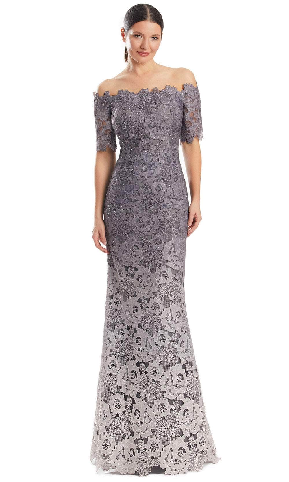 Image of Alexander by Daymor 1976S24 - Short Sleeves Lace Applique Prom Dress