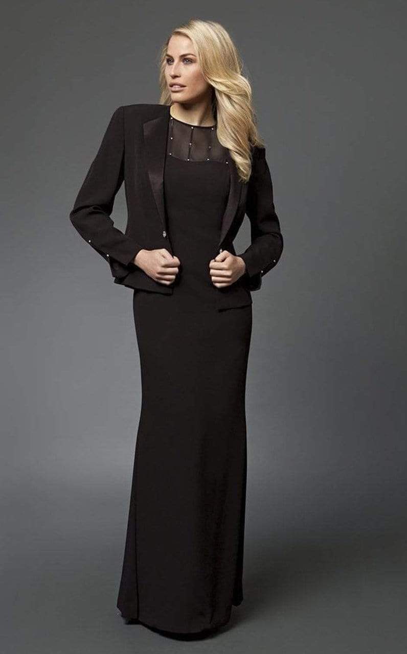 Image of Alexander by Daymor - 702105 Classy Sheer Beaded Sheath Gown With Jacket