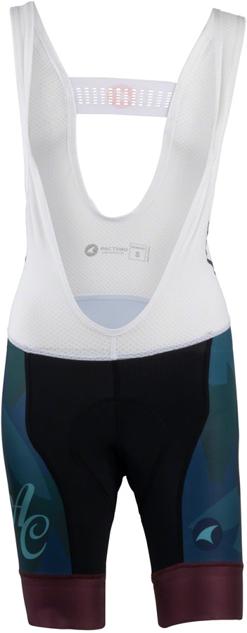 Image of All-City Night Claw Women's Bib Short - Black Dark Teal Spruce Green Mulberry Large