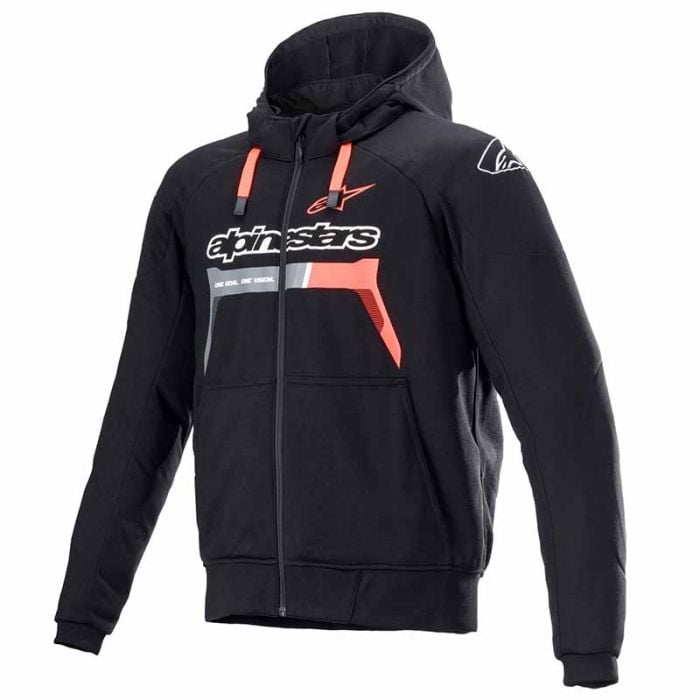 Image of Alpinestars Chrome Ignition Hoodie Black Red Fluo Size 2XL EN