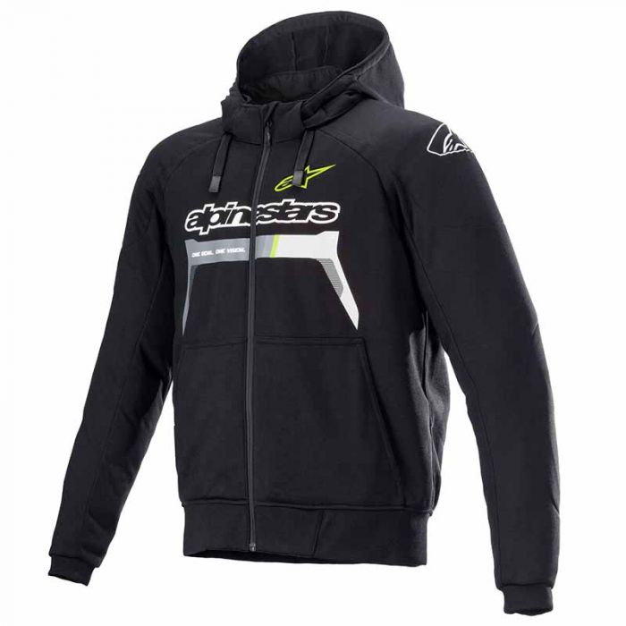 Image of Alpinestars Chrome Ignition Hoodie Black Yellow Fluo Talla S