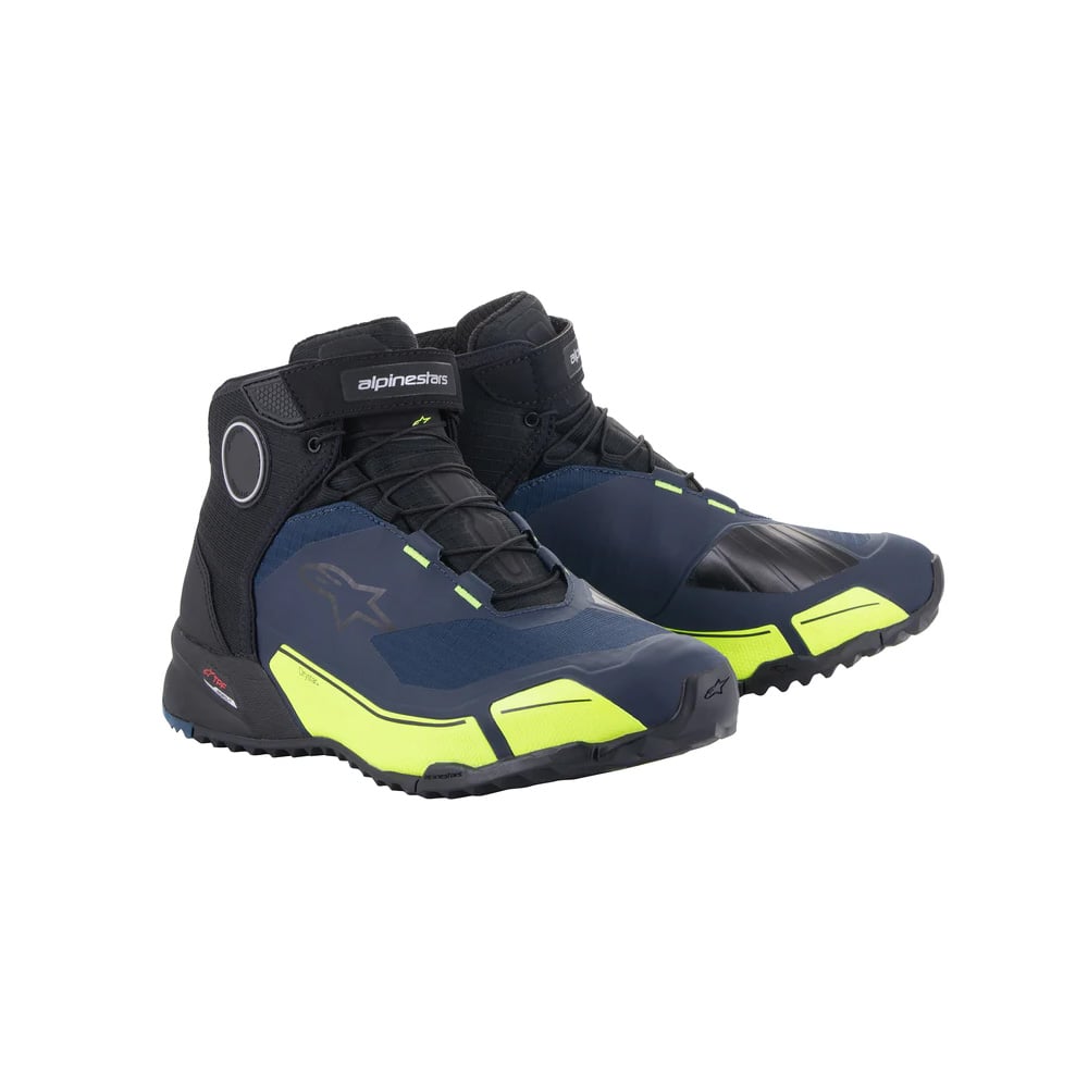 Image of Alpinestars Cr-X Drystar Riding Shoes Black Dark Blue Yellow Fluo Size US 10 EN