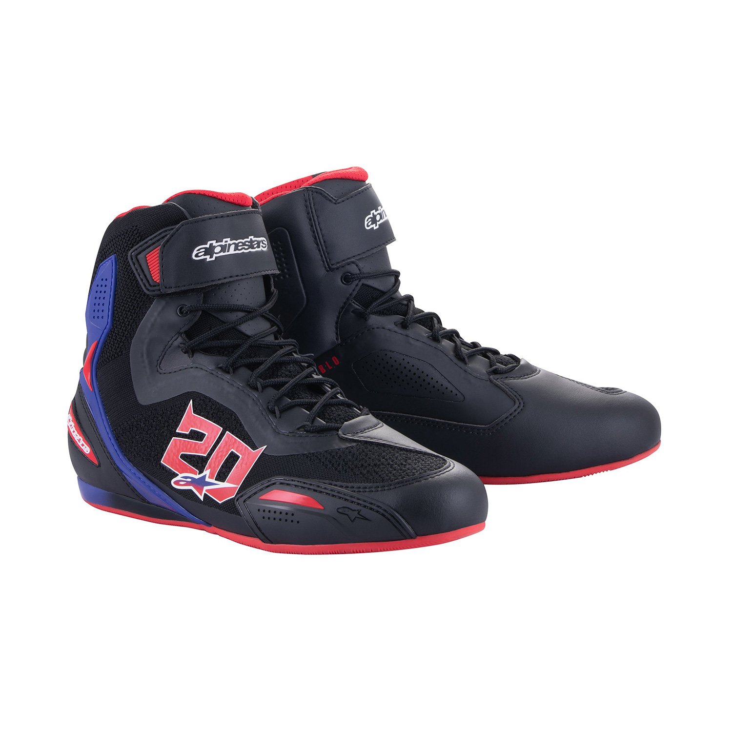 Image of Alpinestars FQ20 Faster-3 Rideknit Noir Bright Rouge Bleu Chaussures Taille US 13