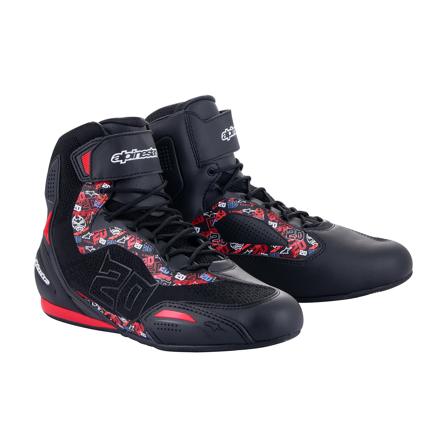 Image of Alpinestars FQ20 Faster-3 Rideknit Noir Bright Rouge Chaussures Taille US 10