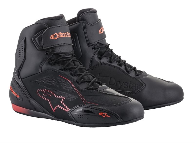 Image of Alpinestars Faster-3 Drystar Black Red Fluo Motorcycle Shoes Size US 105 ID 8059175405938