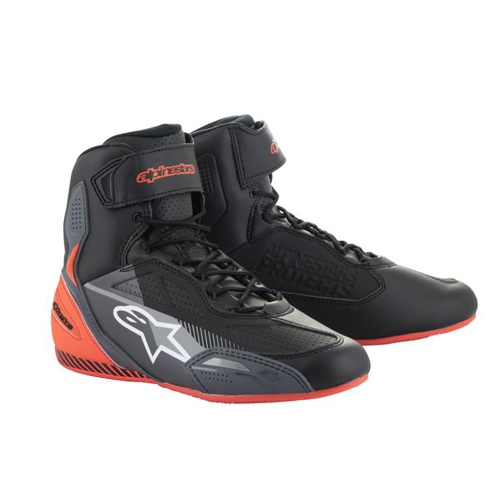 Image of Alpinestars Faster-3 Shoes Black Gray Red Fluo Size US 12 ID 8059347330983