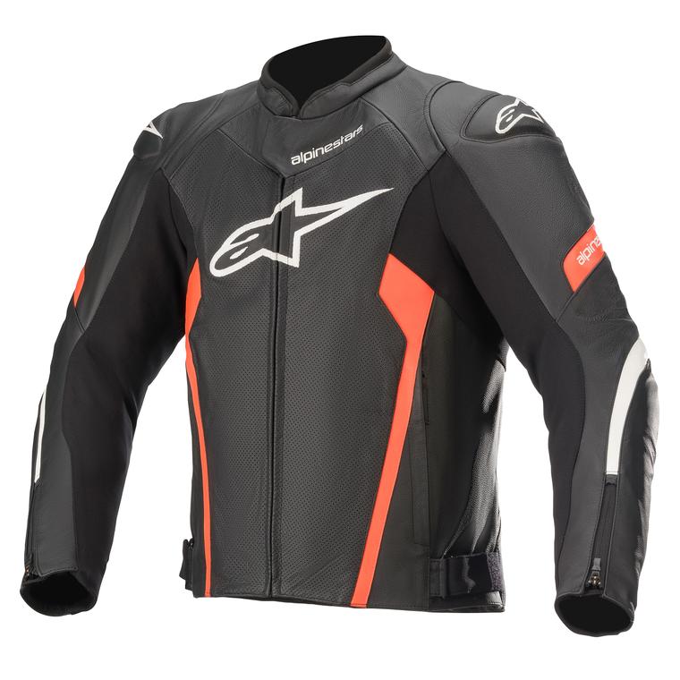 Image of Alpinestars Faster V2 Leather Schwarz Rot Fluo Jacke Größe 50