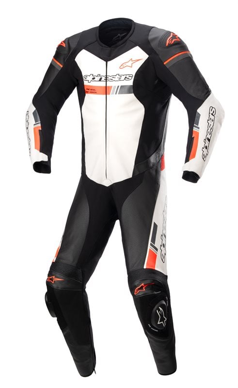 Image of Alpinestars GP Force Chaser Leather Suit 1 PC Black White Red Fluo Size 48 ID 8059175351563