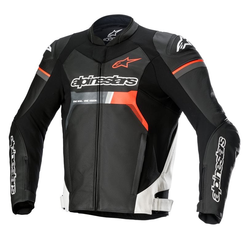 Image of Alpinestars GP Force Leather Schwarz Weiß Rot Fluo Jacke Größe 48