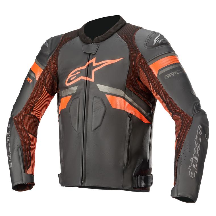 Image of Alpinestars GP Plus R V3 Rideknit Leather Jacket Black Fluo Red Size 48 EN