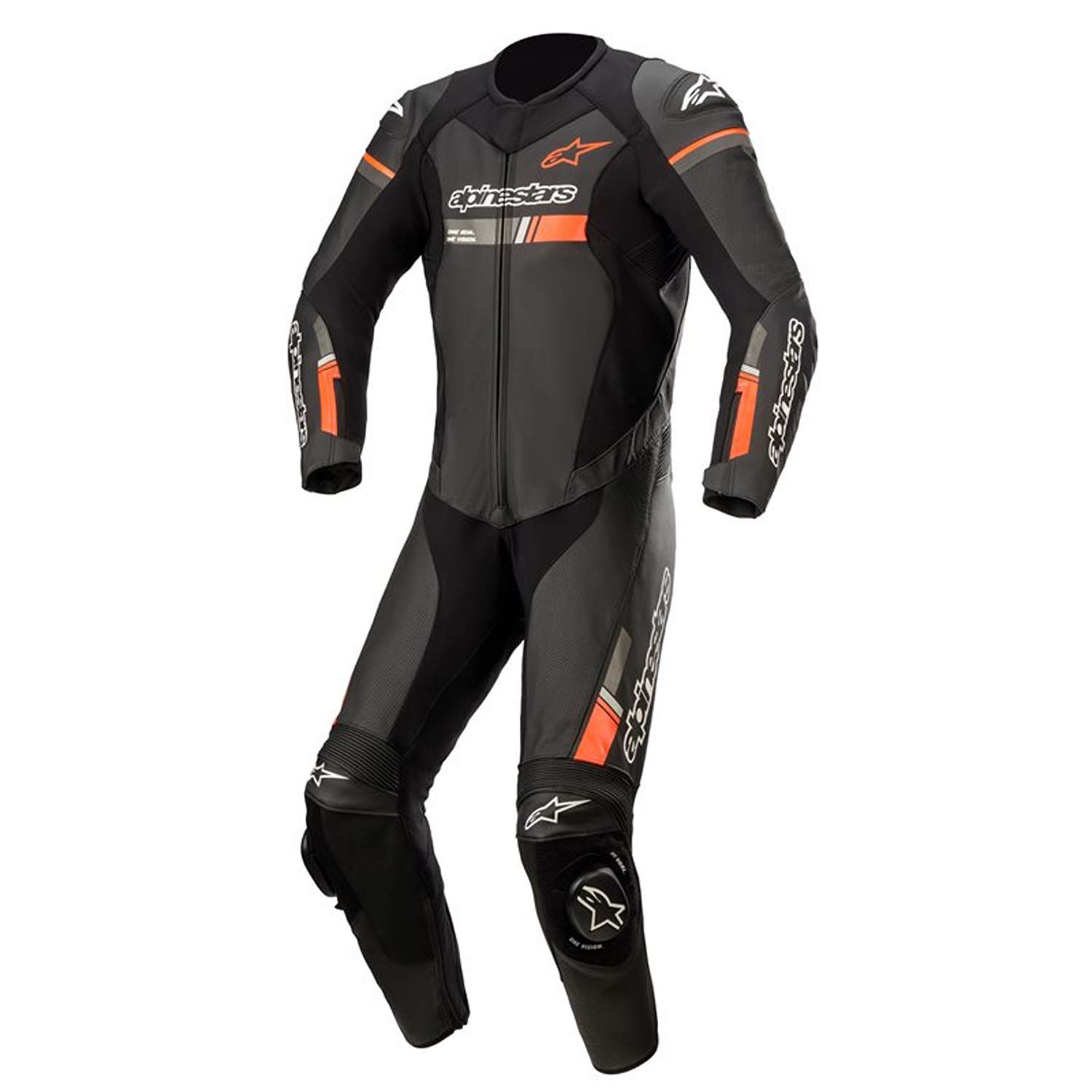 Image of Alpinestars Gp Force Chaser Leather Suit 1 Pc Black Red Fluo Size 48 EN