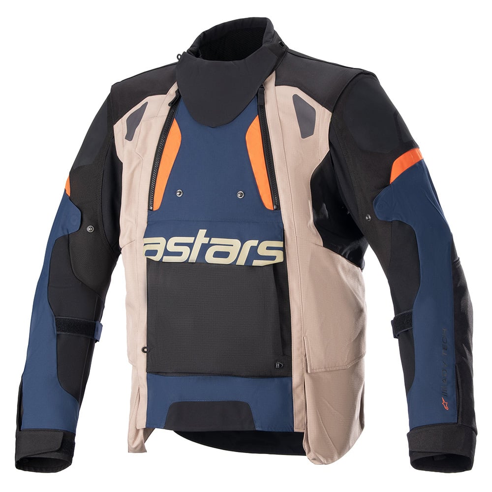 Image of Alpinestars Halo Drystar Jacket Dark Blue Dark Khaki Flame Orange Size 2XL EN