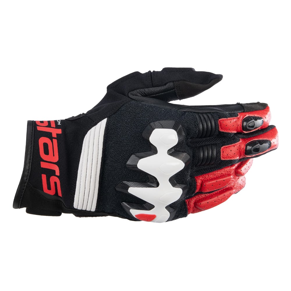 Image of Alpinestars Halo Leather Gloves Black White Bright Red Size 2XL EN