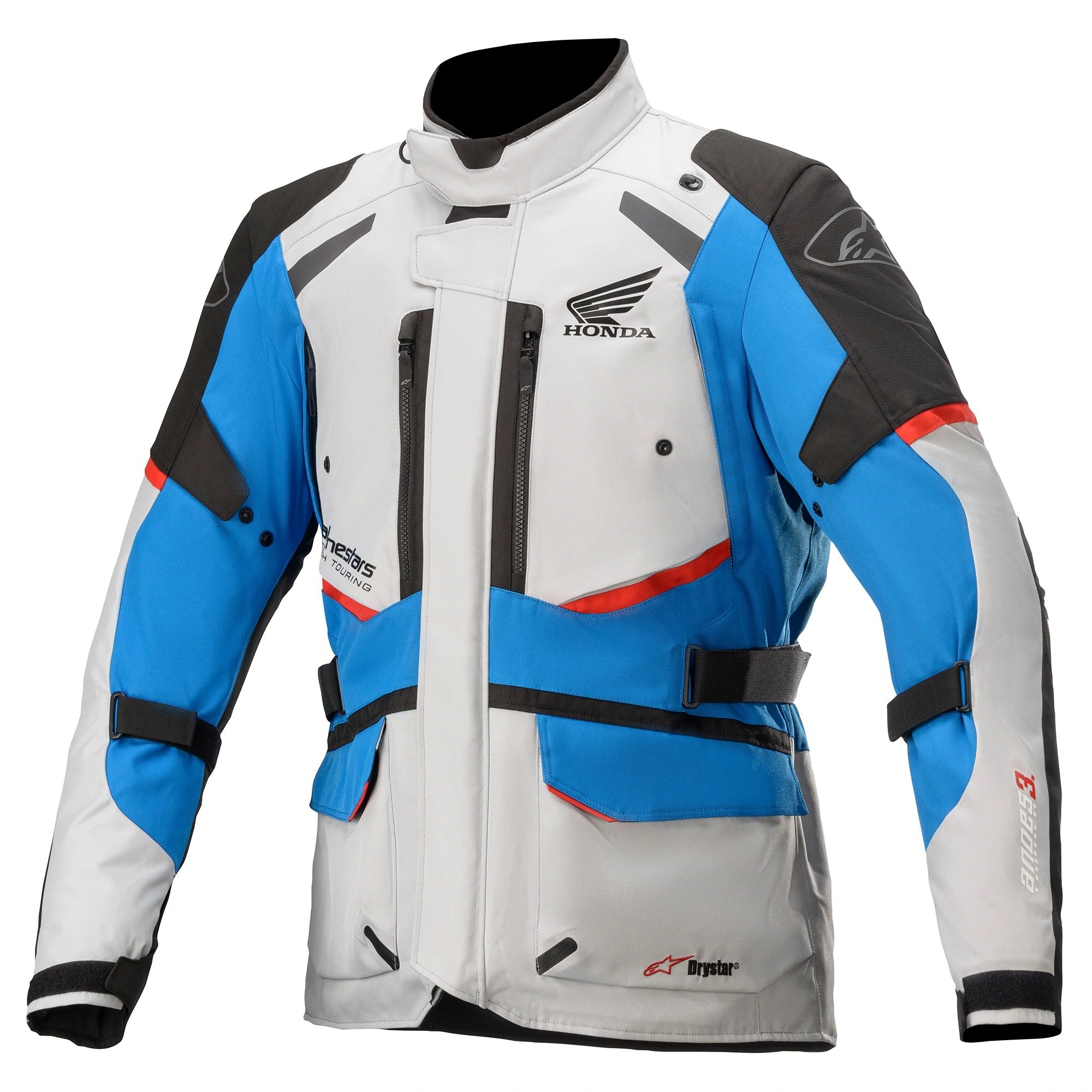 Image of Alpinestars Honda Andes V3 Drystar Jacket Ice Gray Blue Bright Red Size S ID 8059175379697
