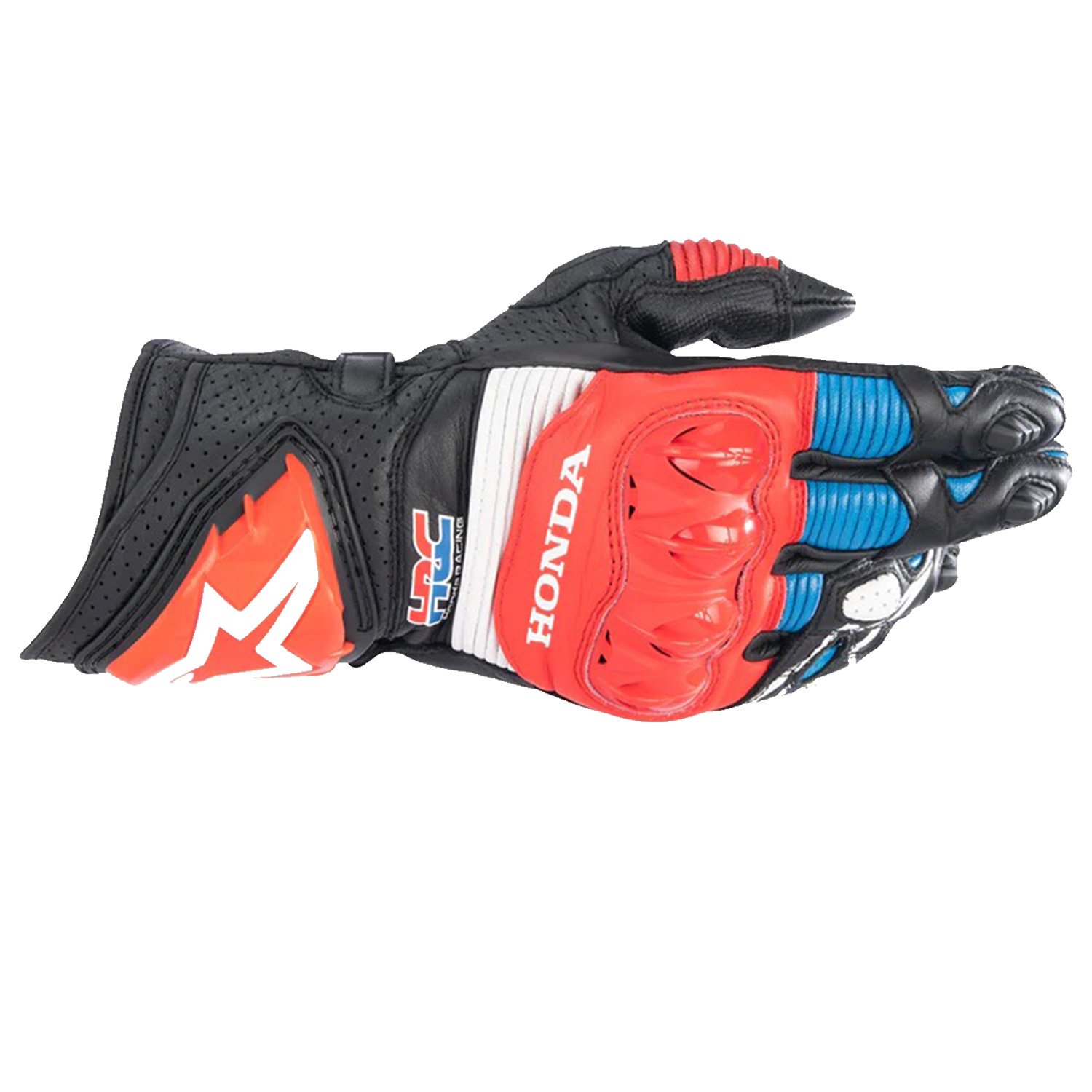 Image of Alpinestars Honda GP Pro R3 Gloves Black Bright Red Blue Size L ID 8059347168050