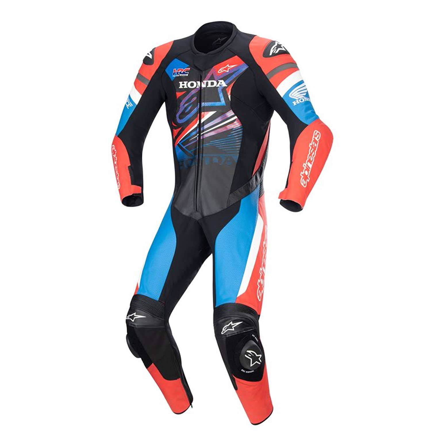 Image of Alpinestars Honda Gp Force Leather Suit Black Bright Red Blue Size 48 ID 8059347160283