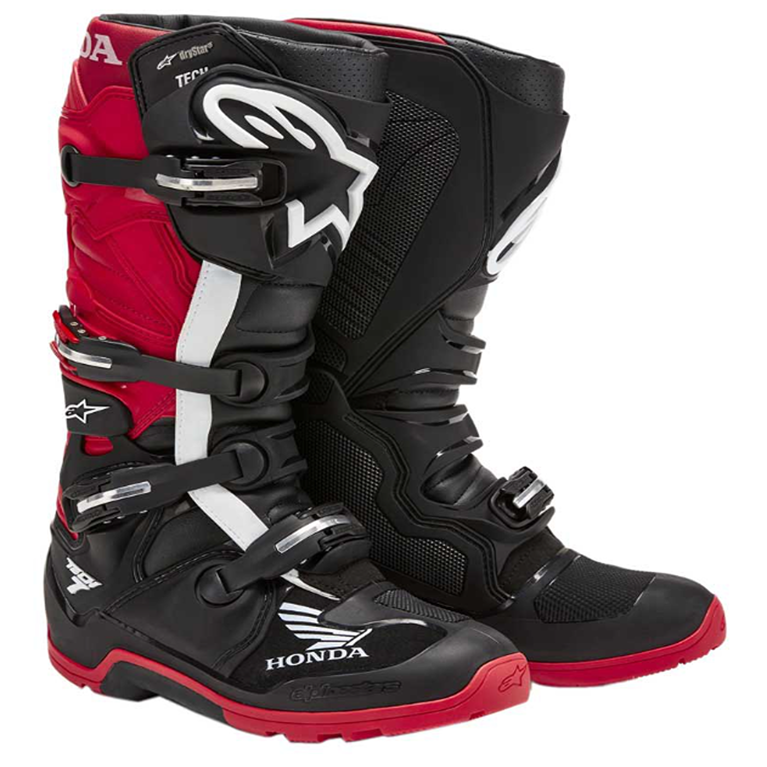 Image of Alpinestars Honda Tech 7 Enduro Drystar Boots Black Bright Red Size US 10 ID 8059347155524