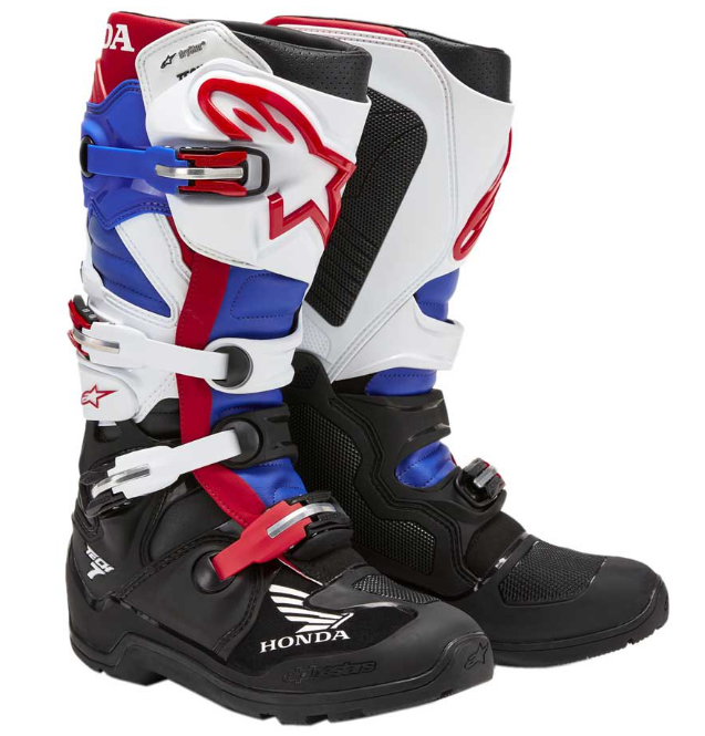 Image of Alpinestars Honda Tech 7 Enduro Drystar Boots Black White Blue Bright Red Size US 10 EN