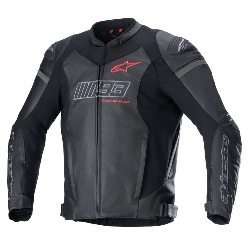 Image of Alpinestars MM93 Track Leather Jacket Black Bright Red Size 48 EN