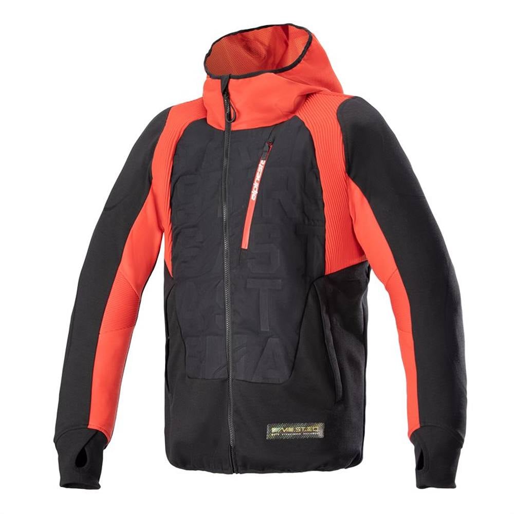 Image of Alpinestars MOSTEQ Hybrid Hooded Jacket Black Flame Red Size 2XL EN