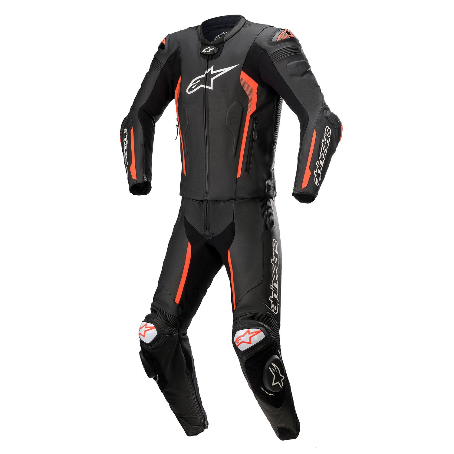 Image of Alpinestars Missile V2 2-Piece Leather Suit Black Red Fluo Taille 48