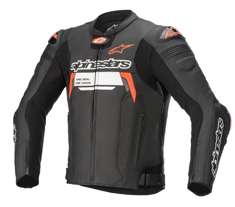 Image of Alpinestars Missile V2 Ignition Leather Schwarz Rot Fluo Jacke Größe 50