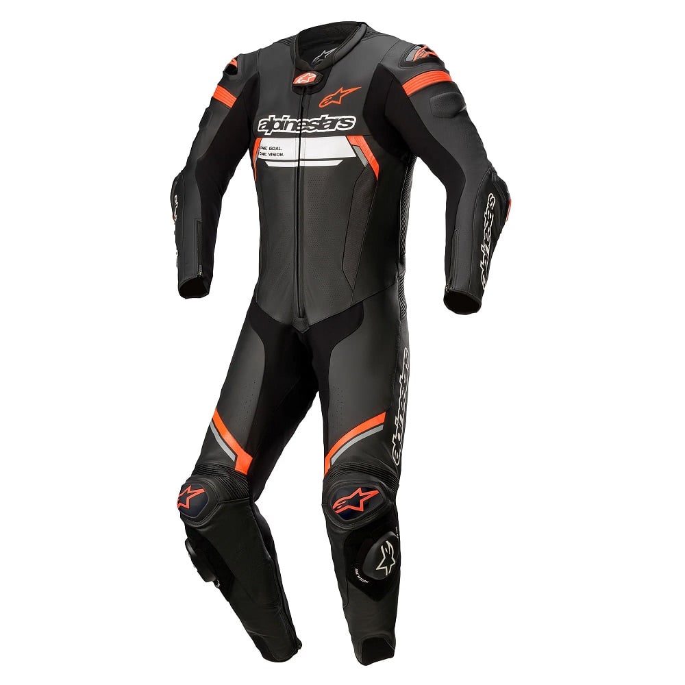 Image of Alpinestars Missile V2 Ignition Leather Suit 1 Pc Black Red Fluo Talla 58