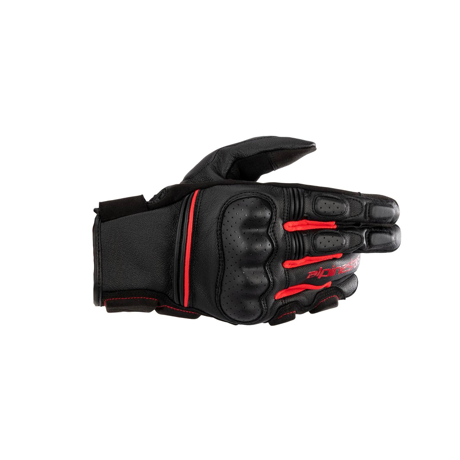Image of Alpinestars Phenom Leather Gloves Black Bright Red Size 2XL EN