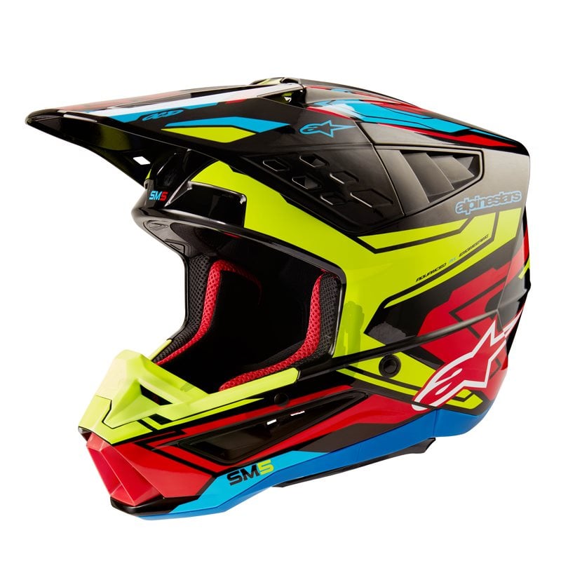 Image of Alpinestars S-M5 Action 2 Helmet Ece 2206 Black Yellow Fluo Bright Red G Taille L