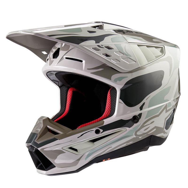 Image of Alpinestars S-M5 Mineral Helmet Ece 2206 Warm Gray Celadon Green Glossy Größe 2XL