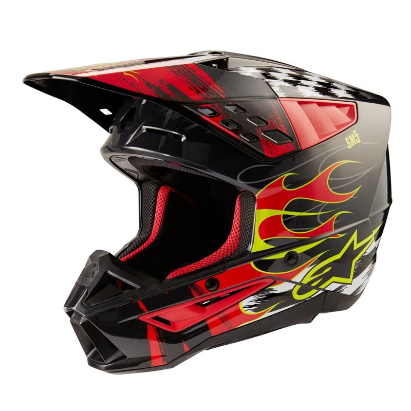 Image of Alpinestars S-M5 Rash Helmet Ece 2206 Dark Gray Bright Red Glossy Größe L