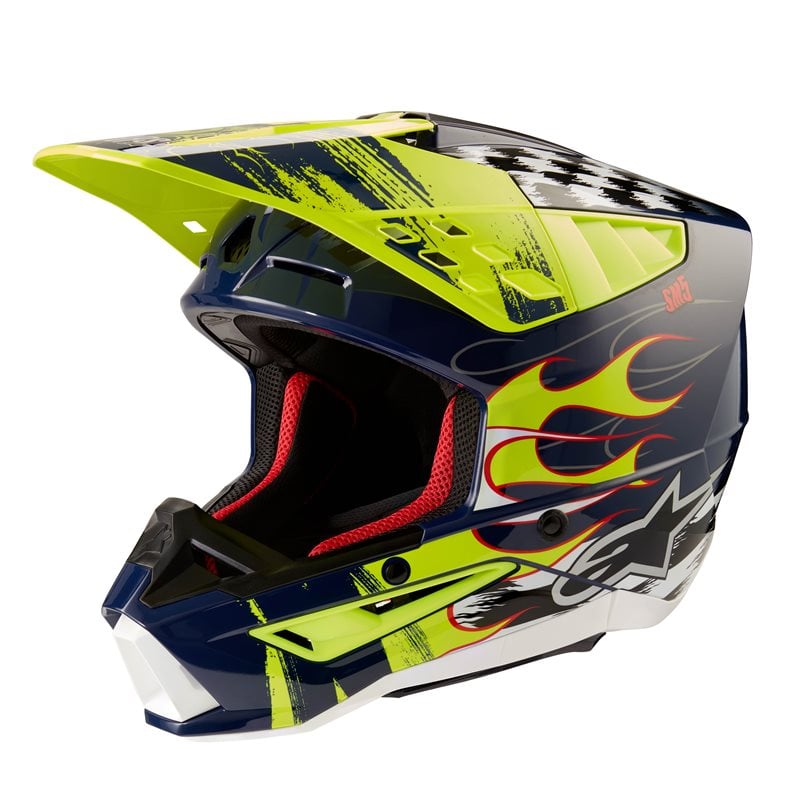 Image of Alpinestars S-M5 Rash Helmet Ece 2206 Night Navy Yellow Fluo Glossy Size S ID 8059347174648