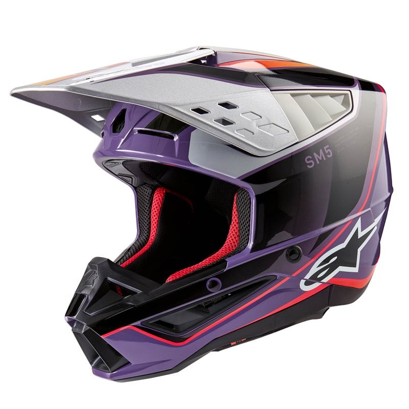 Image of Alpinestars S-M5 Sail Helmet Ece 2206 Violet Black Silver Glossy Größe L