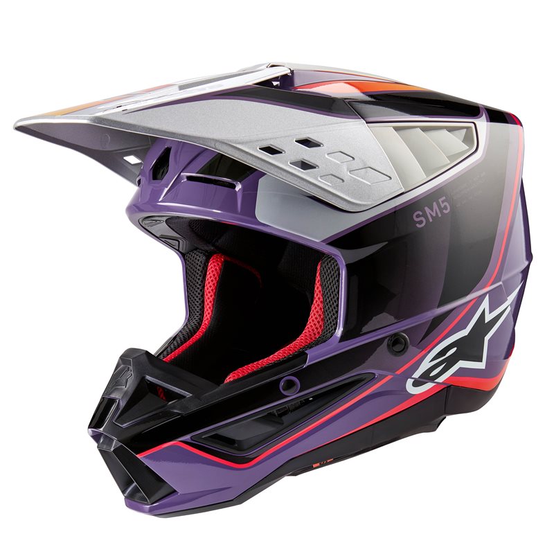 Image of Alpinestars S-M5 Sail Helmet Ece 2206 Violet Black Silver Glossy Talla XL