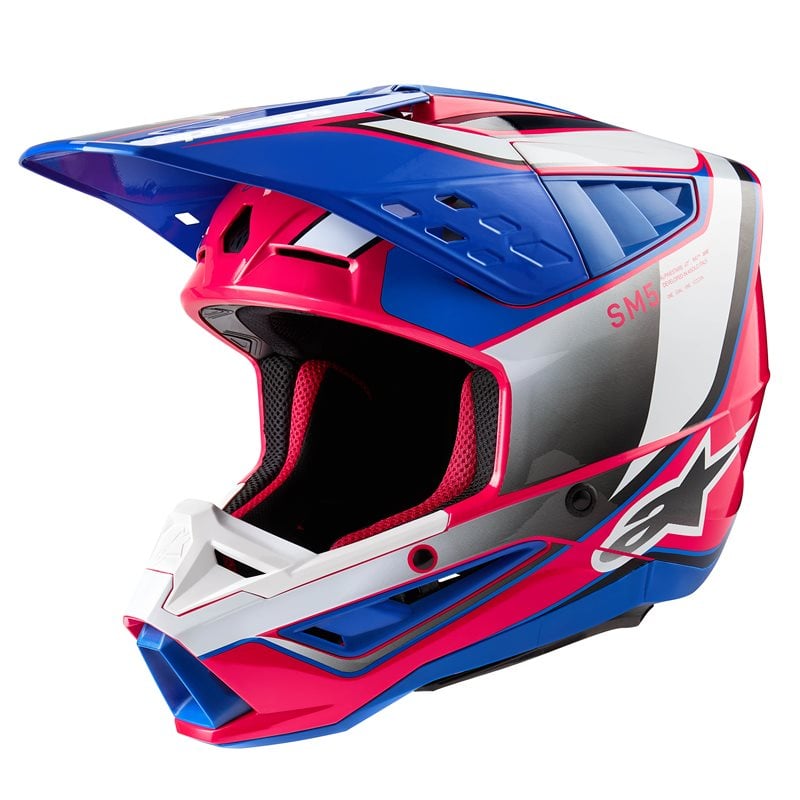 Image of Alpinestars S-M5 Sail Helmet Ece 2206 White Diva Pink Enamel Blue Gl Größe XL