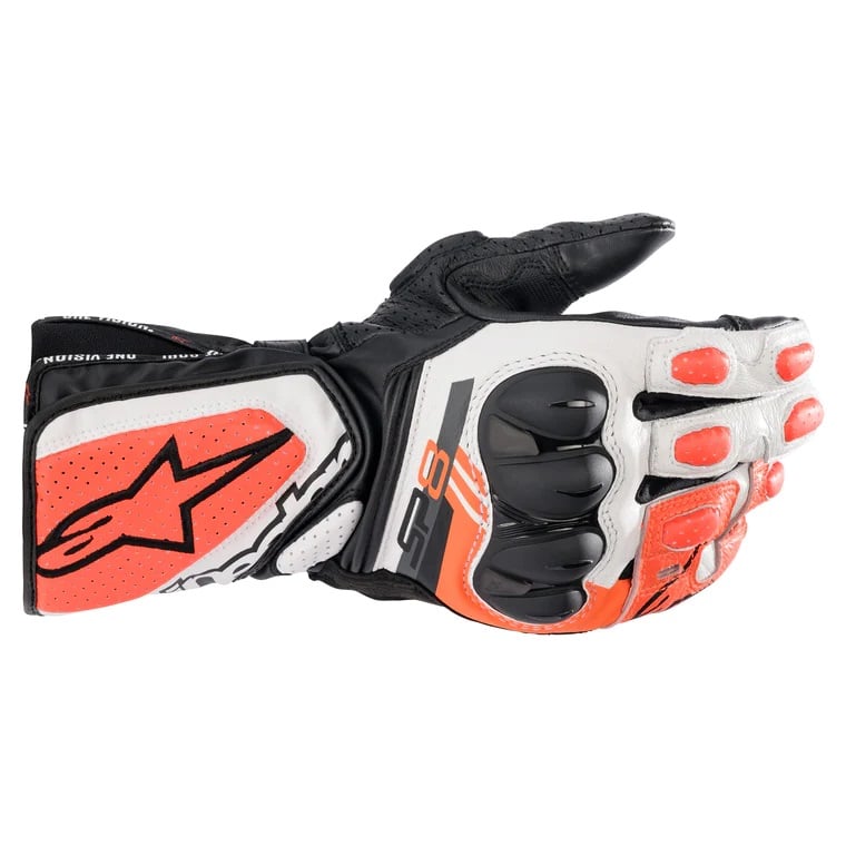 Image of Alpinestars SP-8 V3 Black White Red Fluo Gloves Size S ID 8059347053677