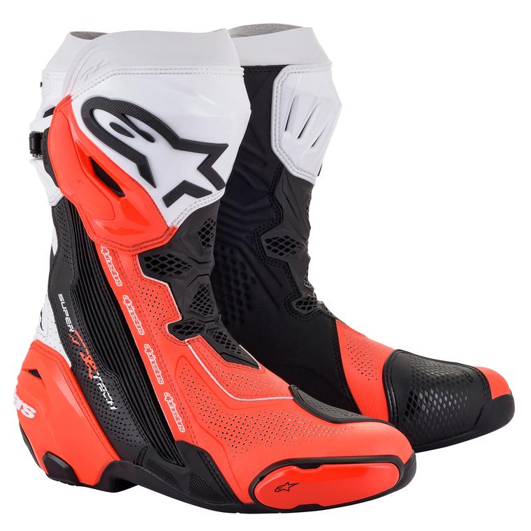 Image of Alpinestars Supertech R Vented Black White Red Fluo Size 45 ID 8059175376856