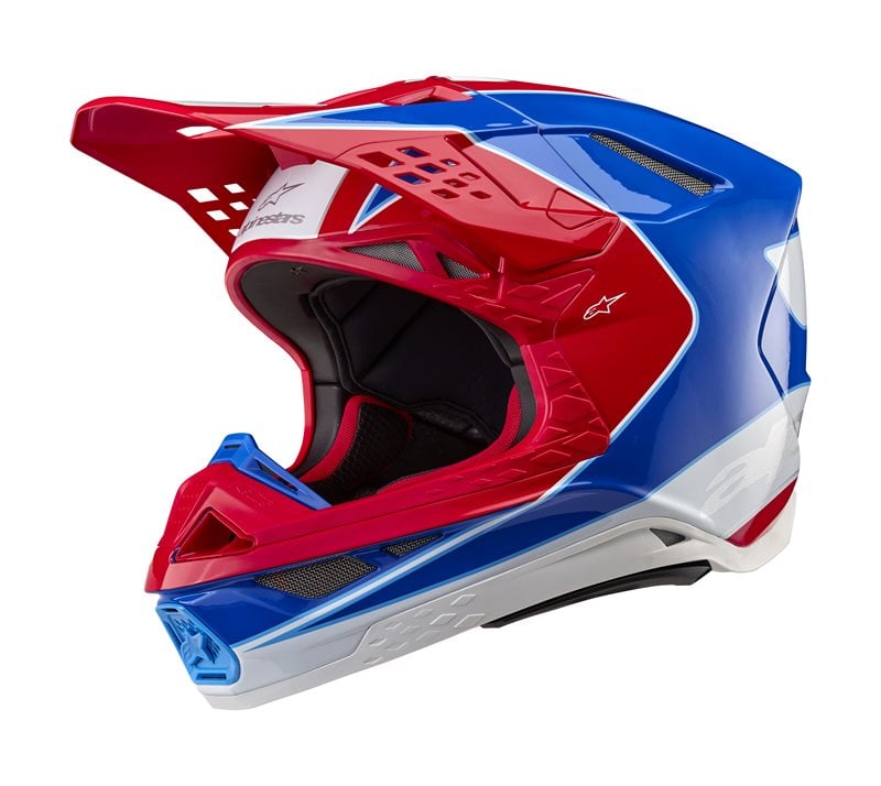 Image of Alpinestars Supertech S-M10 Aeon Helmet Ece 2206 Bright Red Blue Glossy Size L ID 8059347172309