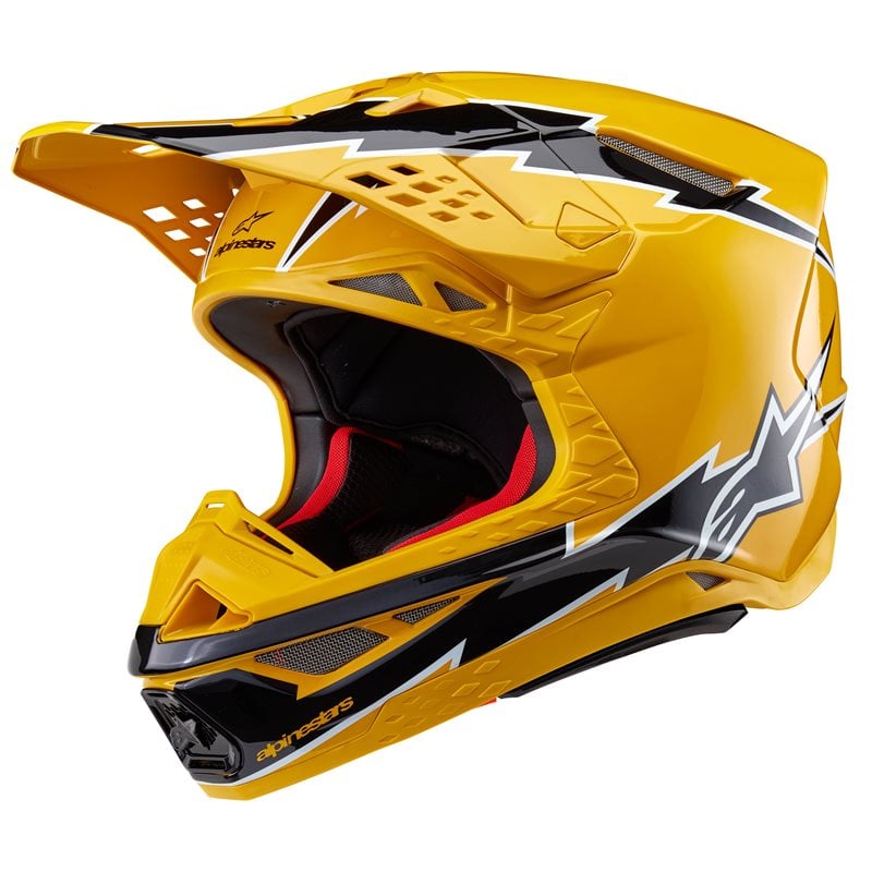 Image of Alpinestars Supertech S-M10 Ampress Helmet Ece 2206 Black Yellow Glossy Größe 2XL
