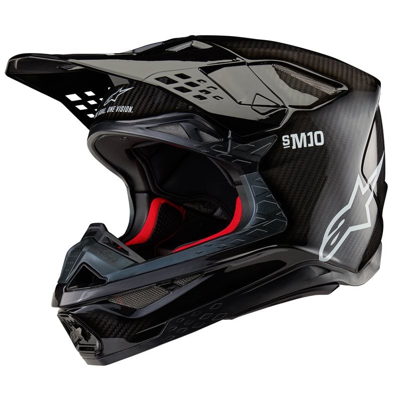 Image of Alpinestars Supertech S-M10 Solid Helmet Ece 2206 Black Glossy Carbon Größe XL