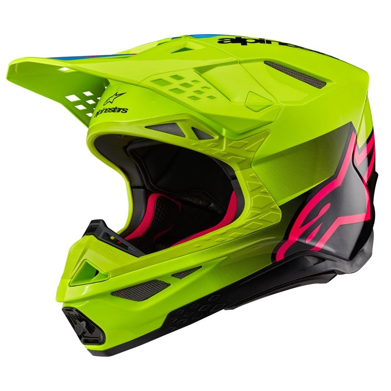 Image of Alpinestars Supertech S-M10 Unite Helmet Ece 2206 Yellow Fluo Black Diva Pink Gl Größe 2XL
