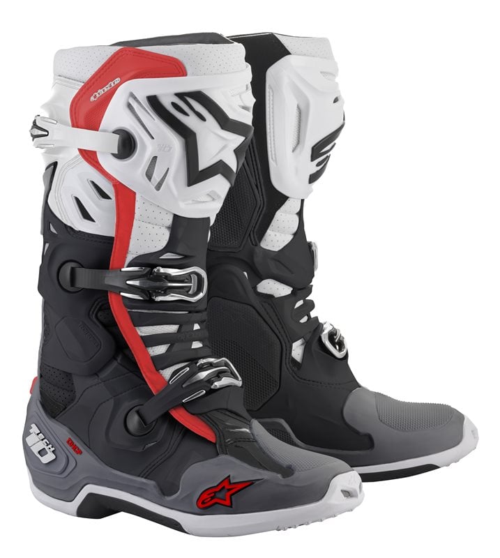 Image of Alpinestars Tech 10 Supervented Black White Mid Gray Red Size US 8 ID 8059175090608