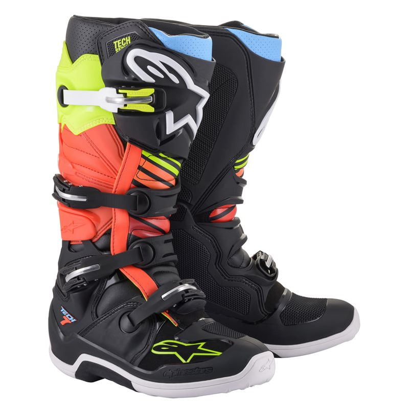 Image of Alpinestars Tech 7 Black Yellow Fluo Red Fluo Size US 11 ID 8059175884122