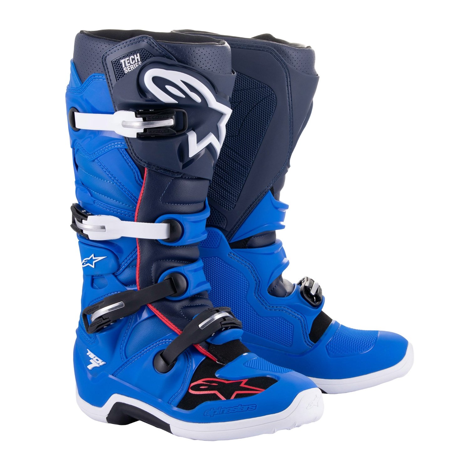 Image of Alpinestars Tech 7 MX Boots Alpine Blue Night Navy Bright Red Size US 10 ID 8059347198873